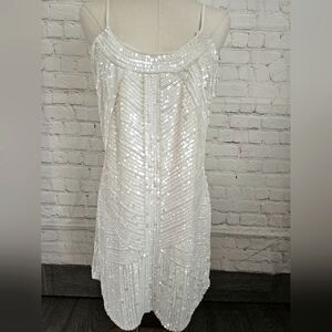 parker beaded flapper dress BABEYOND Beaded Fringed V-Neck Flapper Party Dresses, 1920s Gatsby Party Tassel Dress, Black / Nude, Size XL main image 0